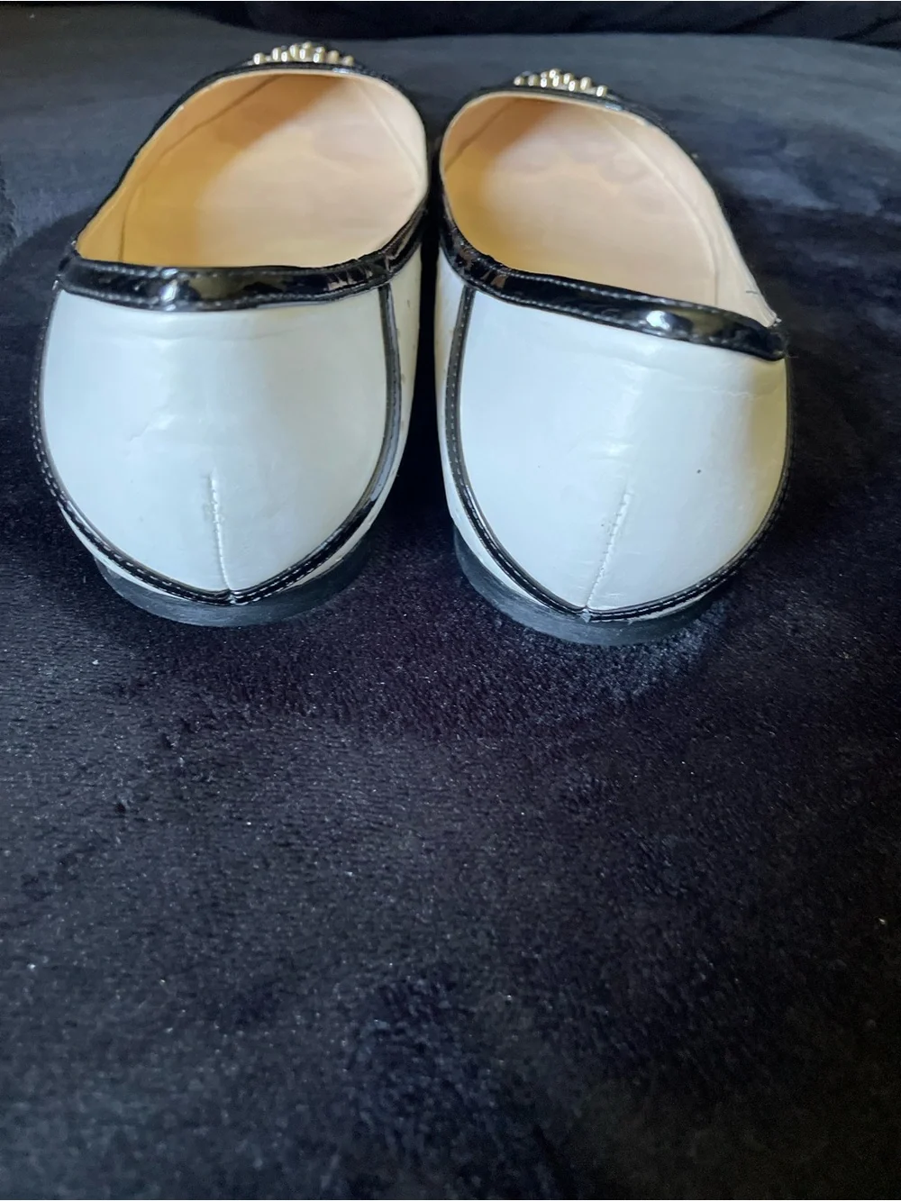 Jimmy Choo Black and White Studded Pointed Flats